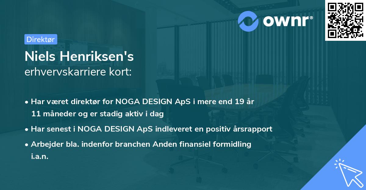 Niels Henriksen's erhvervskarriere kort