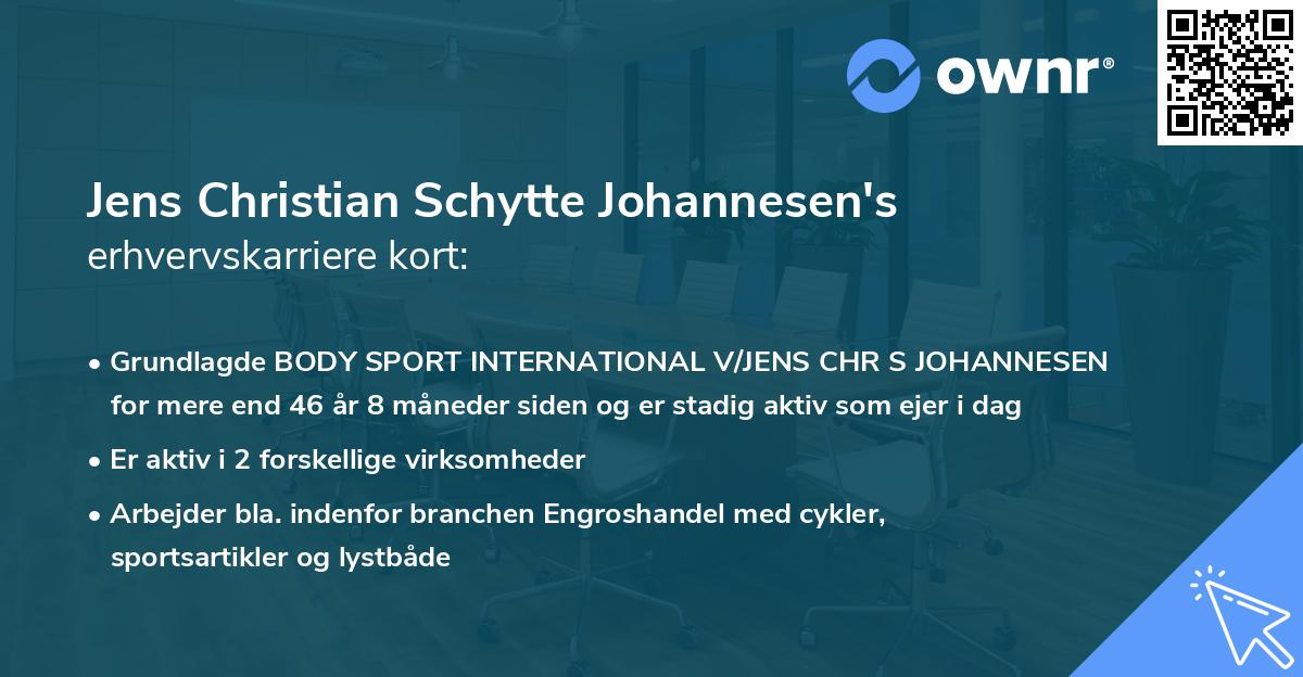Jens Christian Schytte Johannesen's erhvervskarriere kort