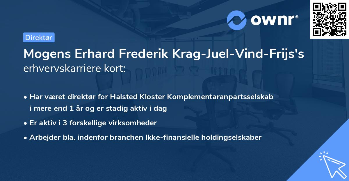 Mogens Erhard Frederik Krag-Juel-Vind-Frijs's erhvervskarriere kort