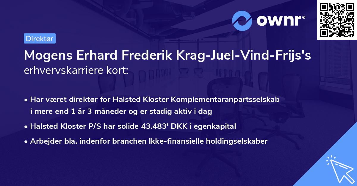 Mogens Erhard Frederik Krag-Juel-Vind-Frijs's erhvervskarriere kort