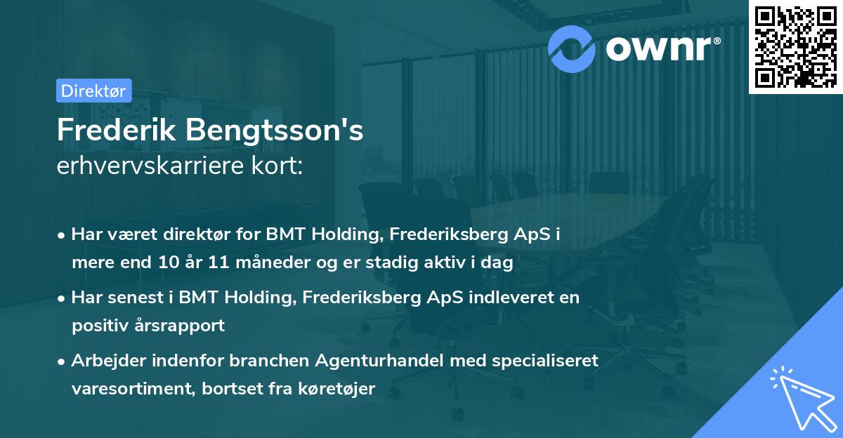 Frederik Bengtsson's erhvervskarriere kort