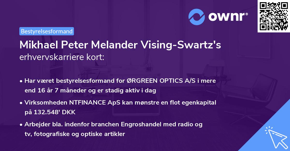 Mikhael Peter Melander Vising-Swartz's erhvervskarriere kort