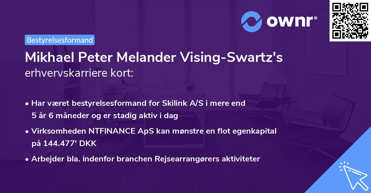 Mikhael Peter Melander Vising-Swartz's erhvervskarriere kort