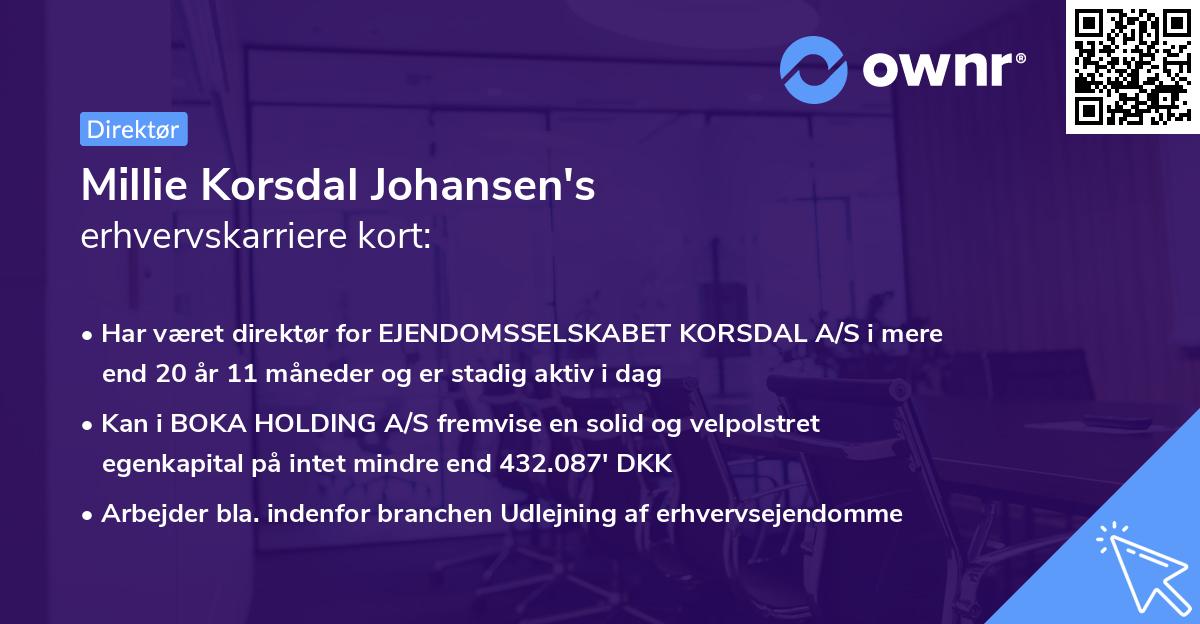 Millie Korsdal Johansen's erhvervskarriere kort