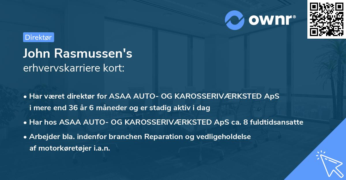 John Rasmussen's erhvervskarriere kort