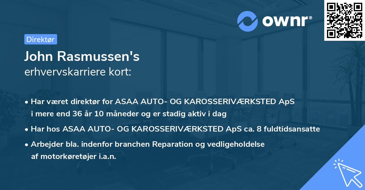 John Rasmussen's erhvervskarriere kort