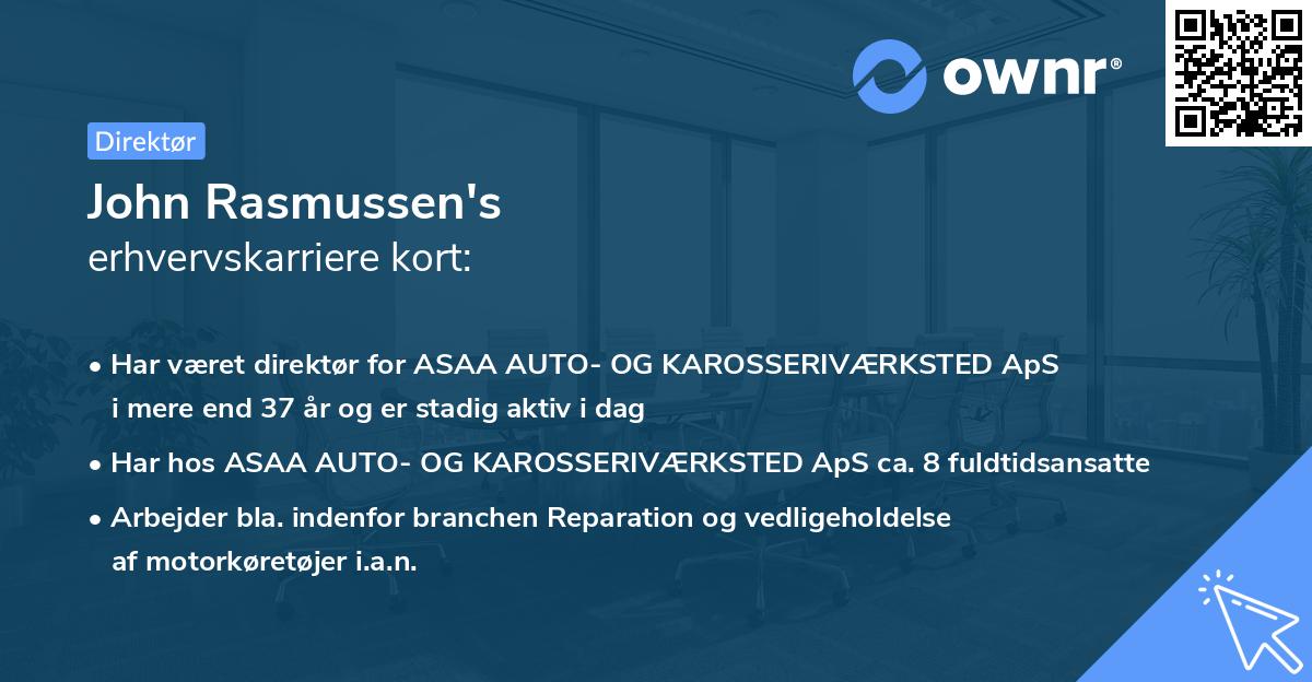 John Rasmussen's erhvervskarriere kort