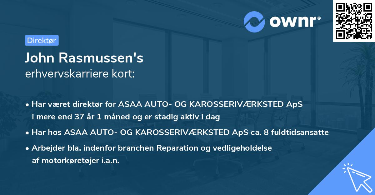 John Rasmussen's erhvervskarriere kort