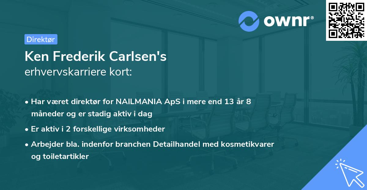 Ken Frederik Carlsen's erhvervskarriere kort