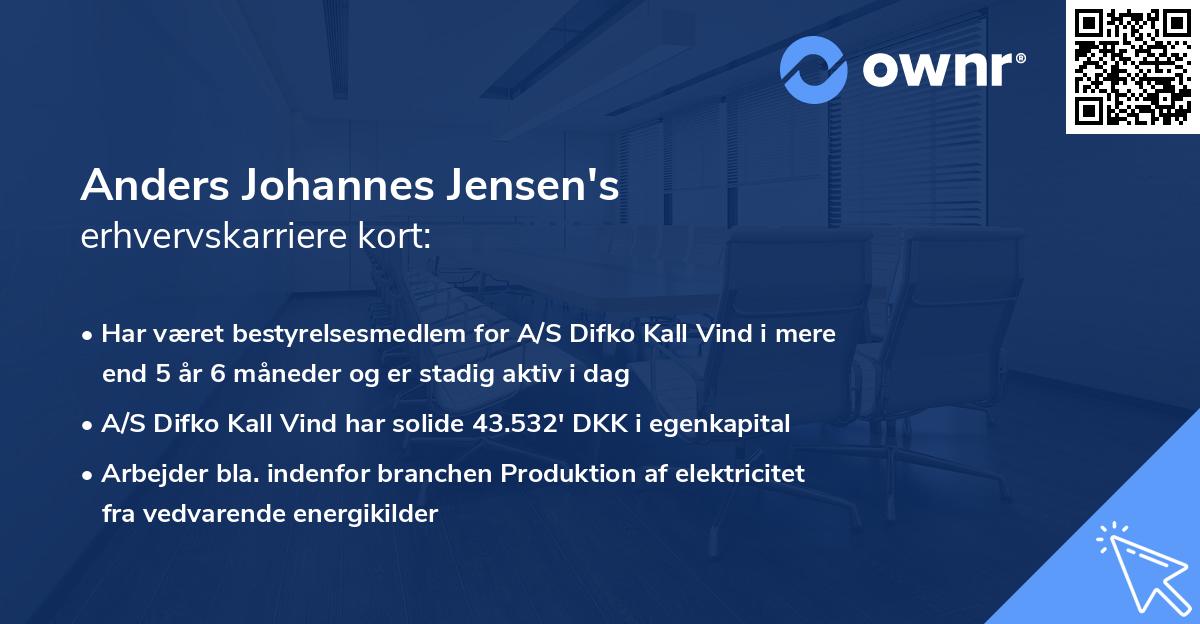 Anders Johannes Jensen's erhvervskarriere kort