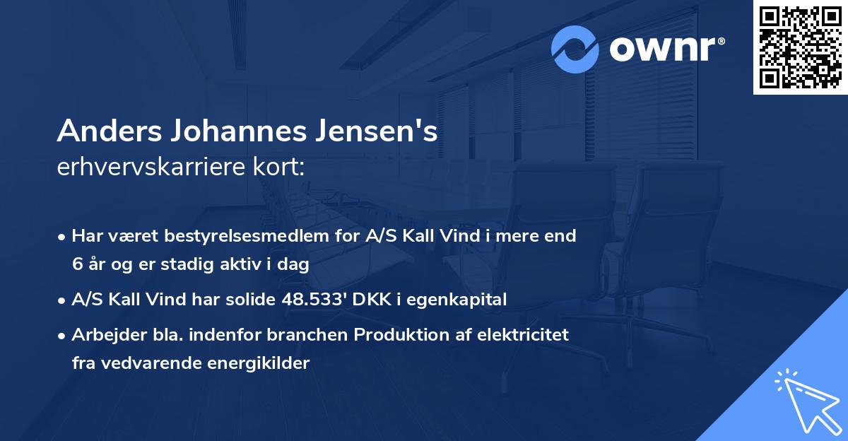 Anders Johannes Jensen's erhvervskarriere kort