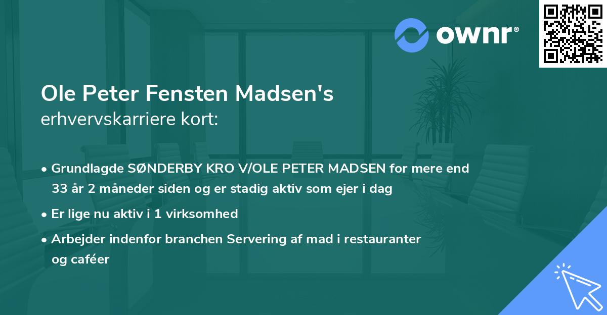Ole Peter Fensten Madsen's erhvervskarriere kort