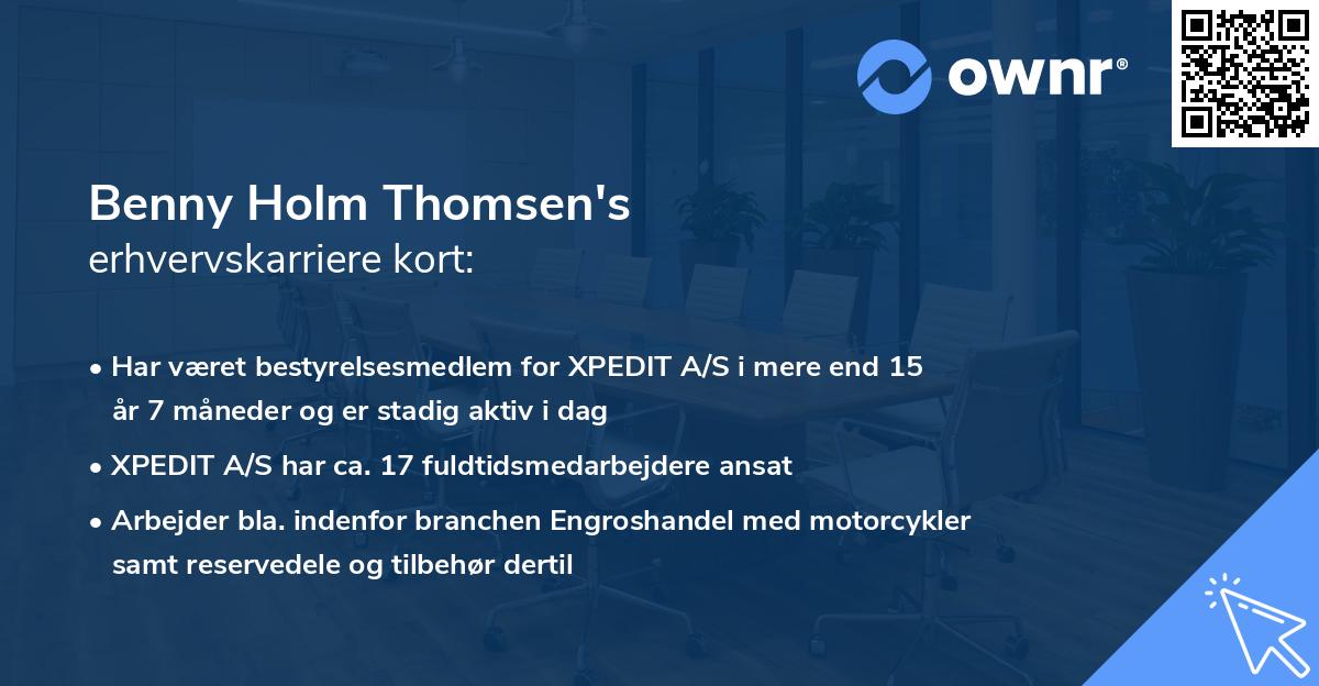 Benny Holm Thomsen's erhvervskarriere kort