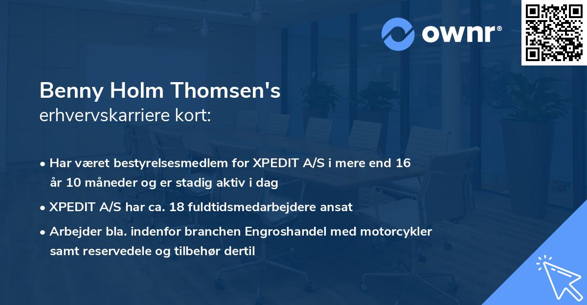 Benny Holm Thomsen's erhvervskarriere kort