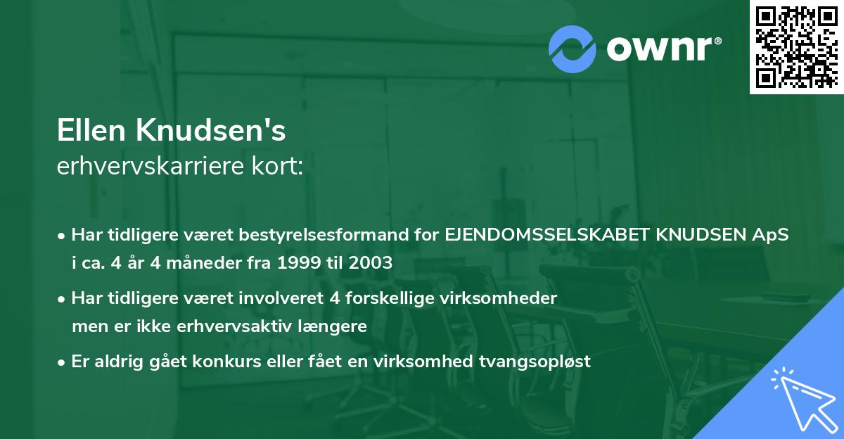 Ellen Knudsen's erhvervskarriere kort
