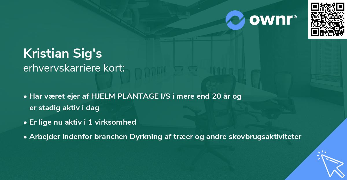 Kristian Sig's erhvervskarriere kort