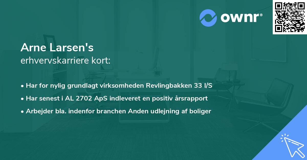 Arne Larsen's erhvervskarriere kort