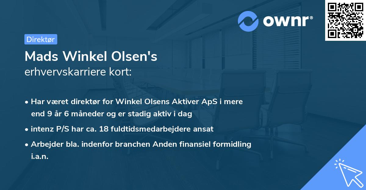 Mads Winkel Olsen's erhvervskarriere kort