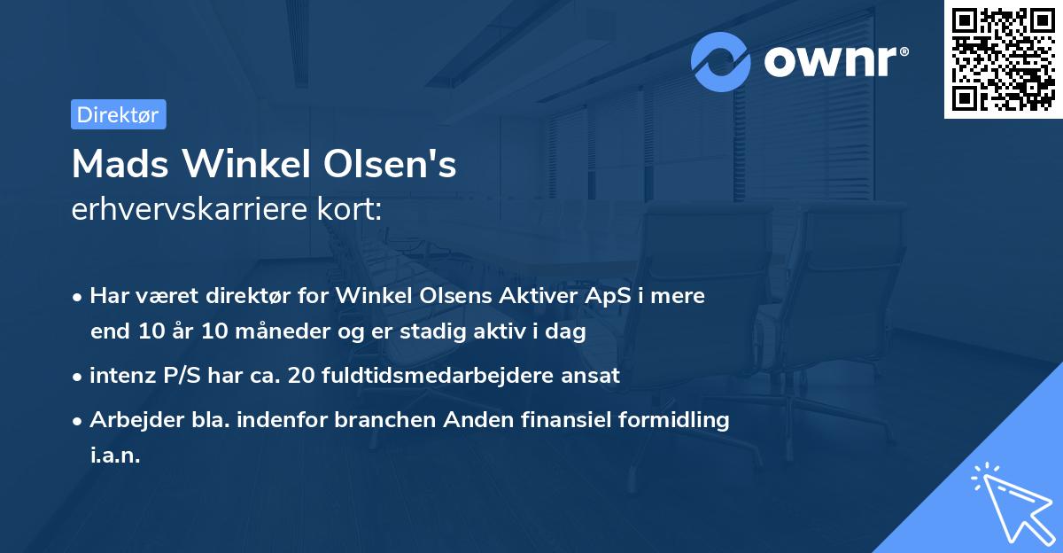 Mads Winkel Olsen's erhvervskarriere kort