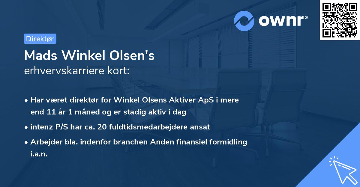 Mads Winkel Olsen's erhvervskarriere kort
