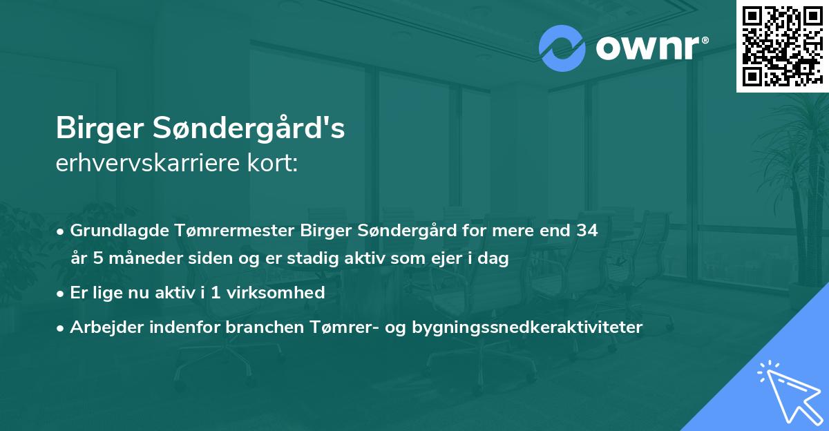 Birger Søndergård's erhvervskarriere kort