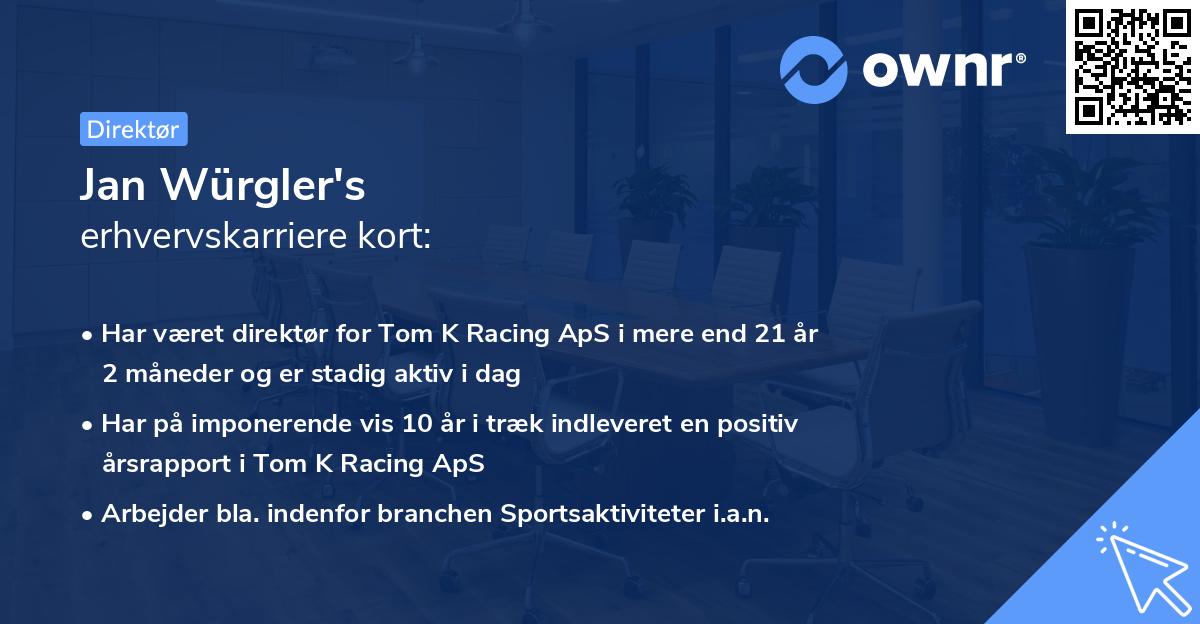 Jan Würgler's erhvervskarriere kort