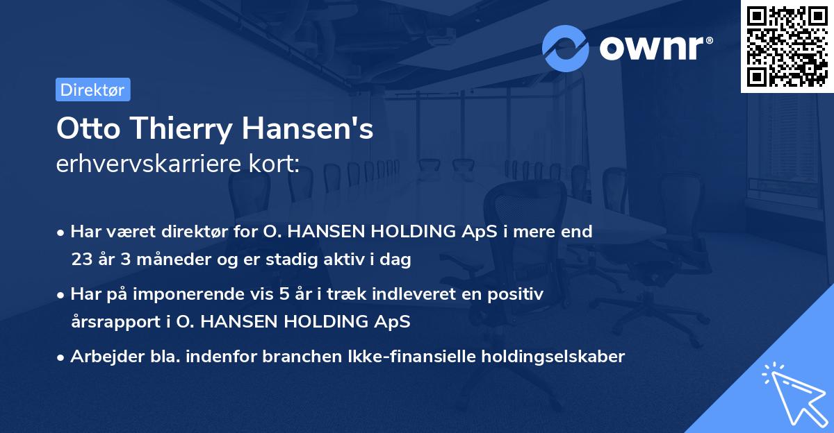 Otto Thierry Hansen's erhvervskarriere kort