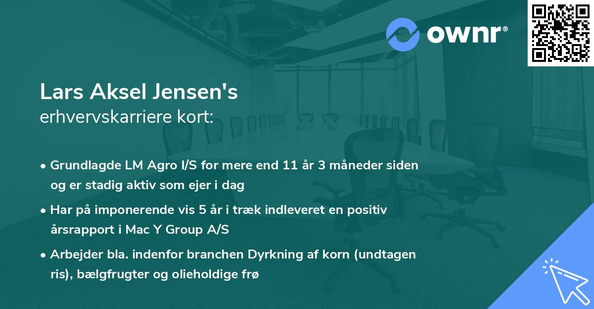 Lars Aksel Jensen's erhvervskarriere kort