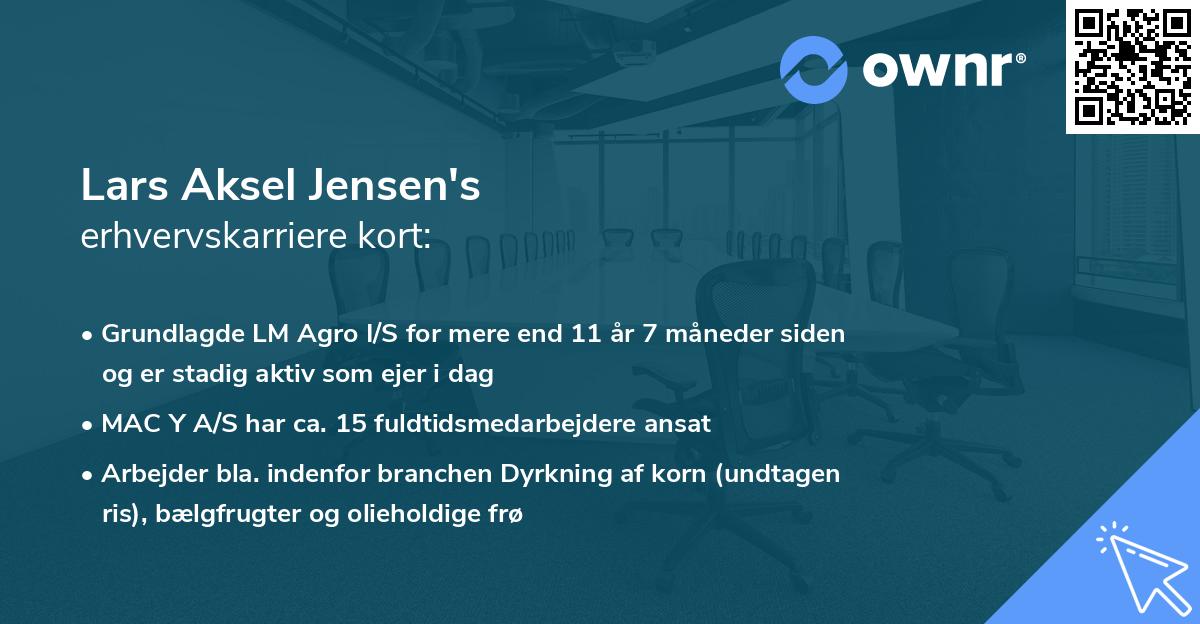 Lars Aksel Jensen's erhvervskarriere kort