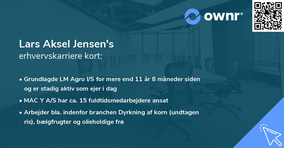 Lars Aksel Jensen's erhvervskarriere kort