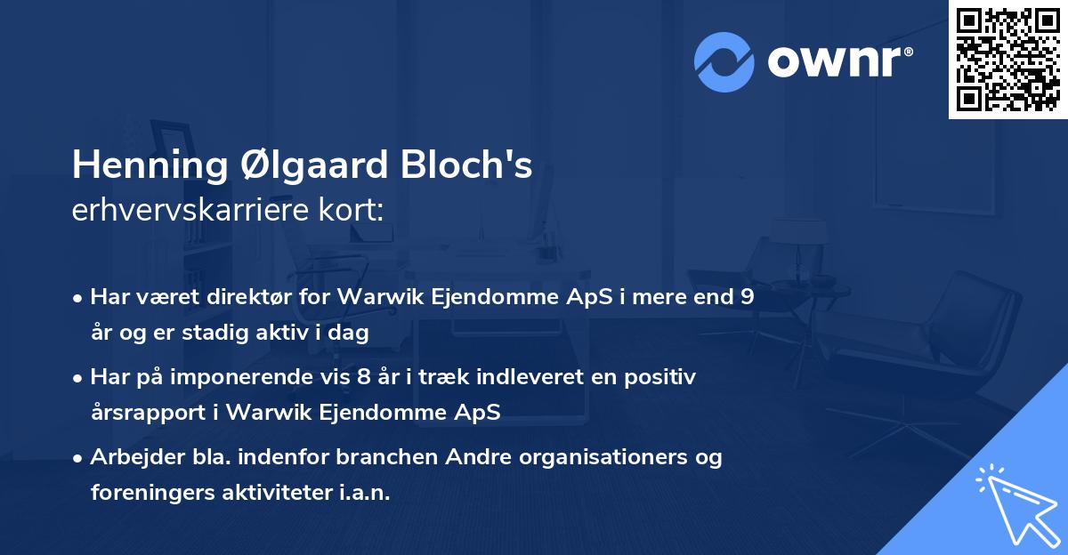 Henning Ølgaard Bloch's erhvervskarriere kort