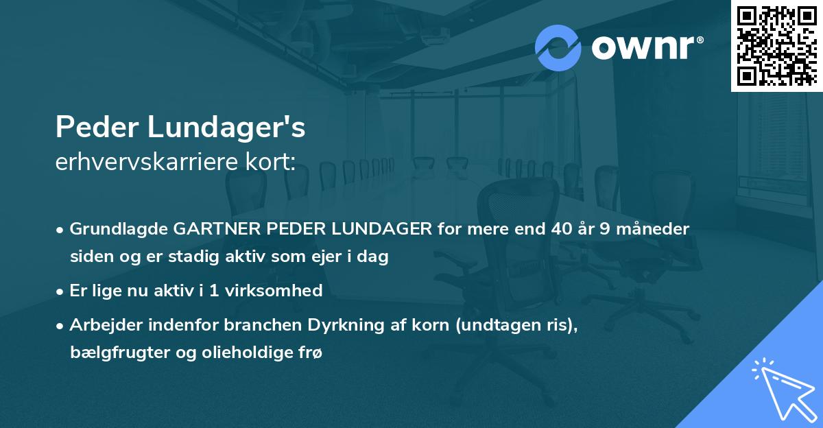 Peder Lundager's erhvervskarriere kort