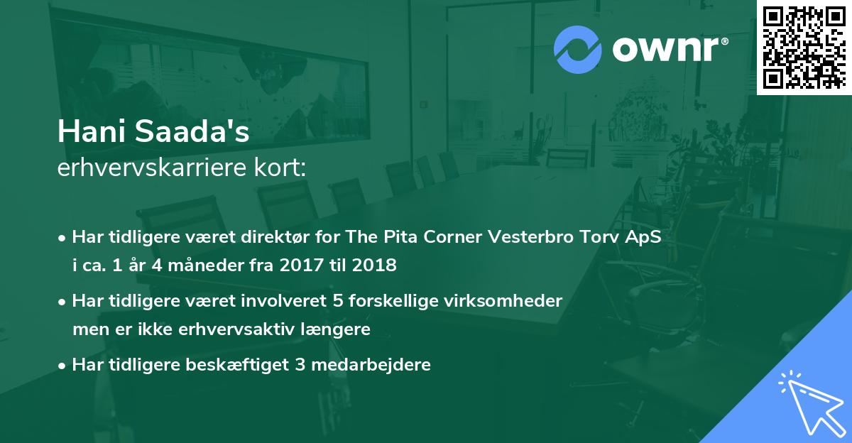 Hani Saada's erhvervskarriere kort