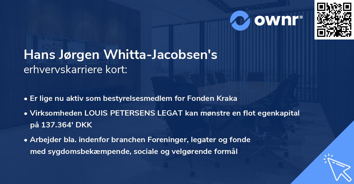 Hans Jørgen Whitta-Jacobsen's erhvervskarriere kort