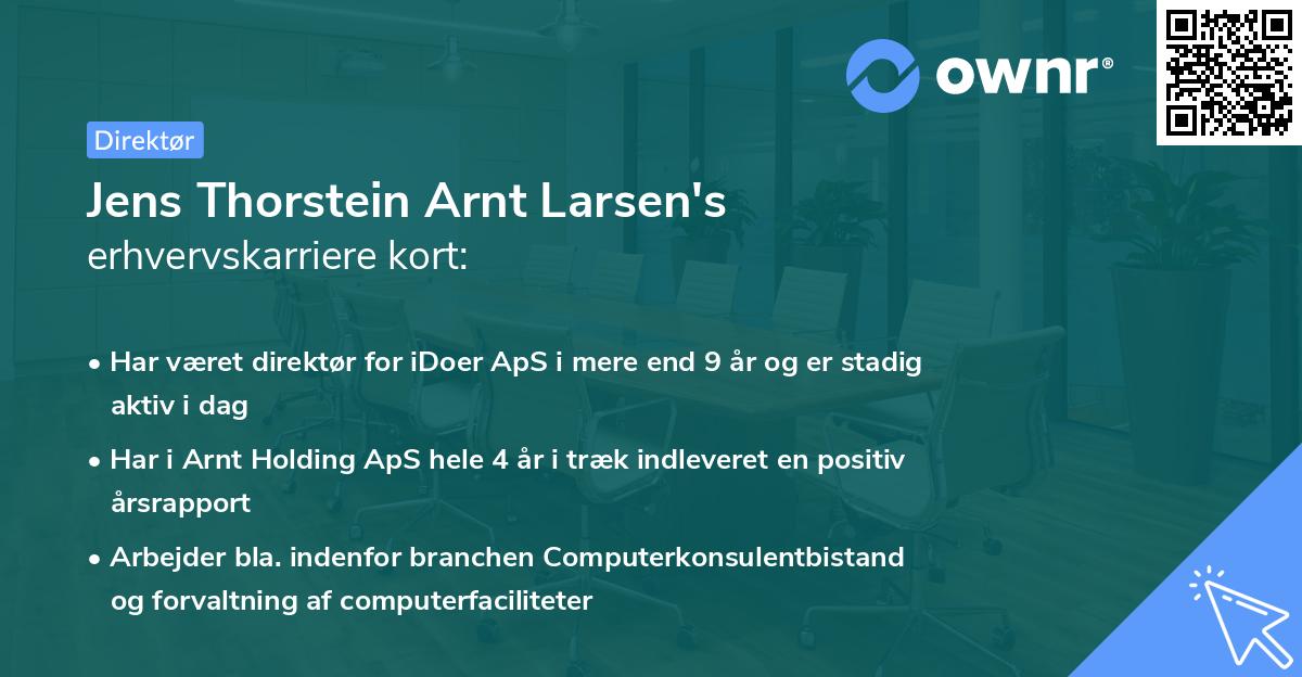 Jens Thorstein Arnt Larsen's erhvervskarriere kort