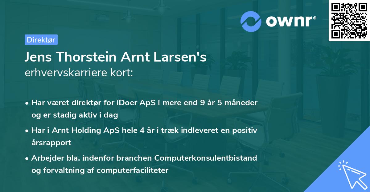Jens Thorstein Arnt Larsen's erhvervskarriere kort