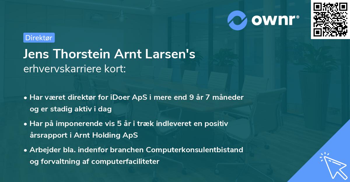 Jens Thorstein Arnt Larsen's erhvervskarriere kort