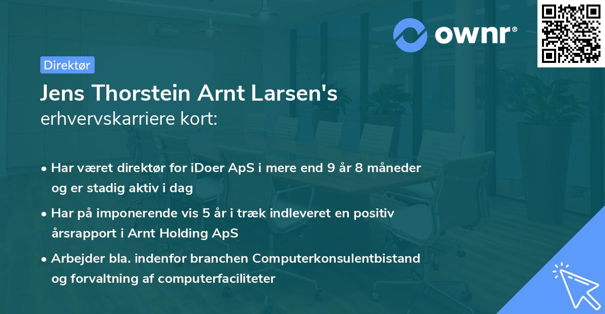 Jens Thorstein Arnt Larsen's erhvervskarriere kort