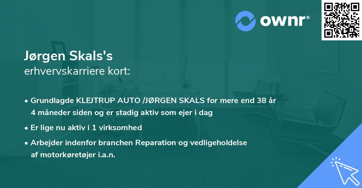 Jørgen Skals's erhvervskarriere kort