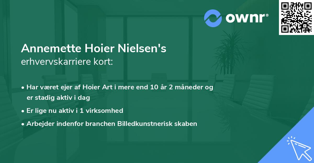 Annemette Hoier Nielsen's erhvervskarriere kort