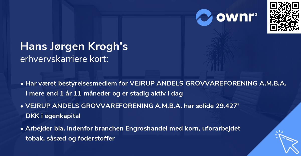 Hans Jørgen Krogh's erhvervskarriere kort