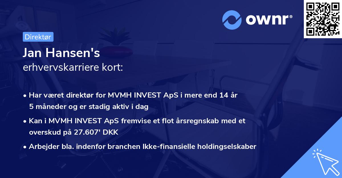 Jan Hansen's erhvervskarriere kort