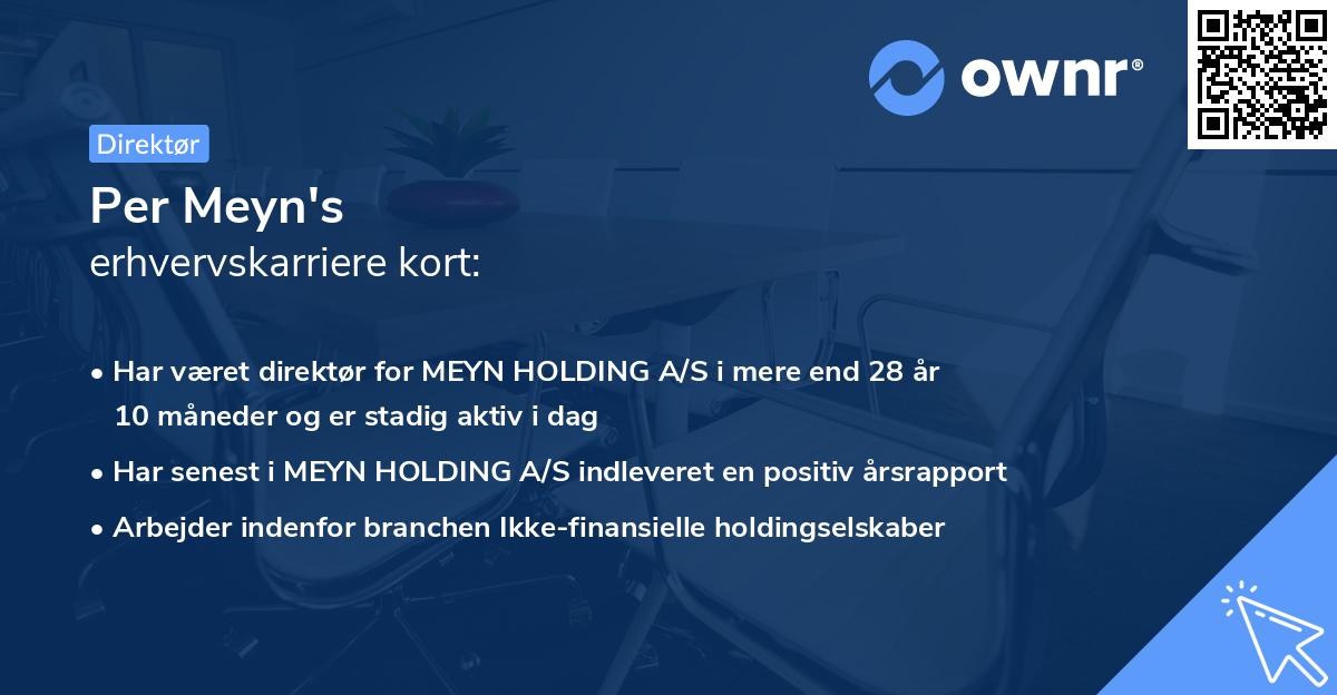 Per Meyn's erhvervskarriere kort