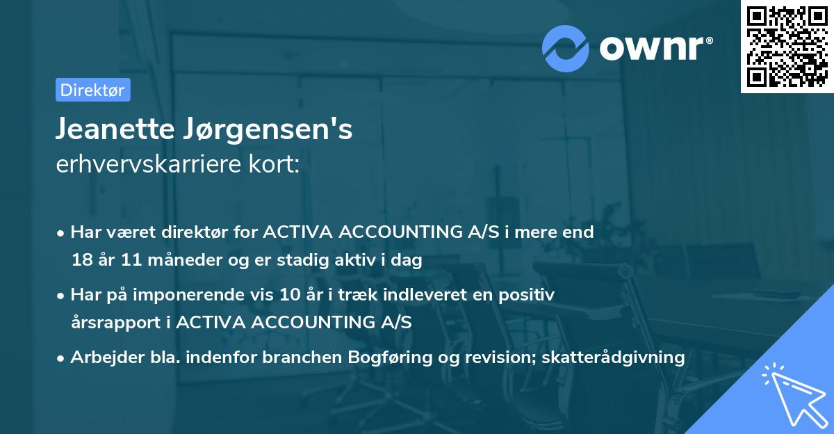 Jeanette Jørgensen's erhvervskarriere kort
