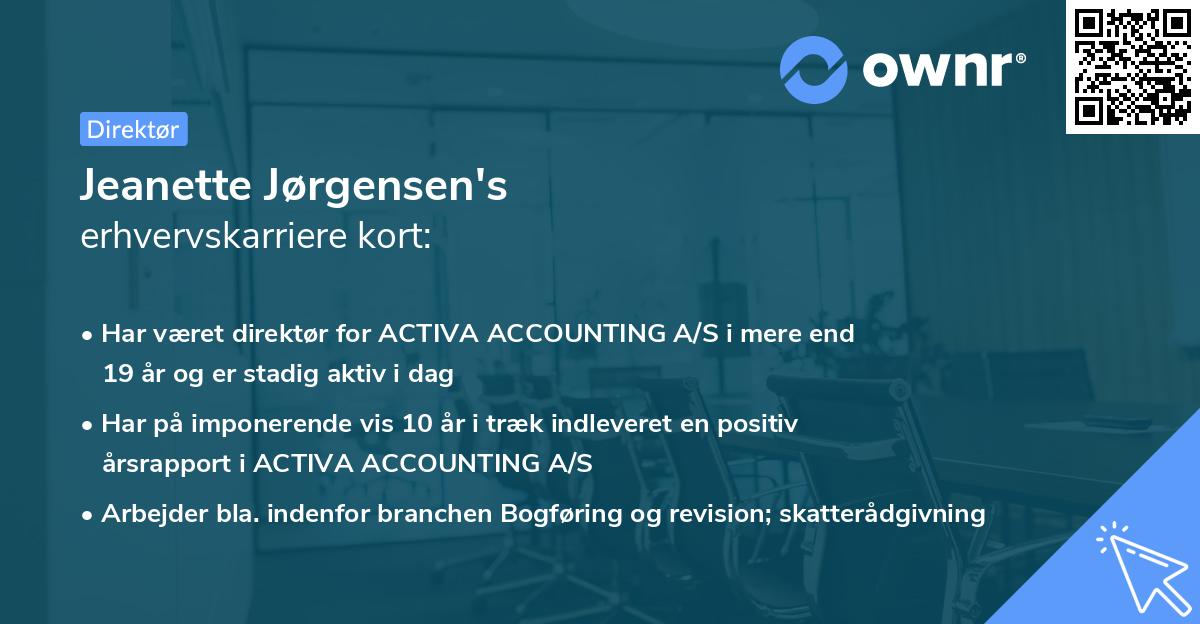 Jeanette Jørgensen's erhvervskarriere kort
