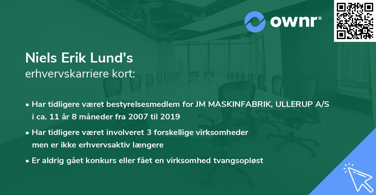 Niels Erik Lund's erhvervskarriere kort