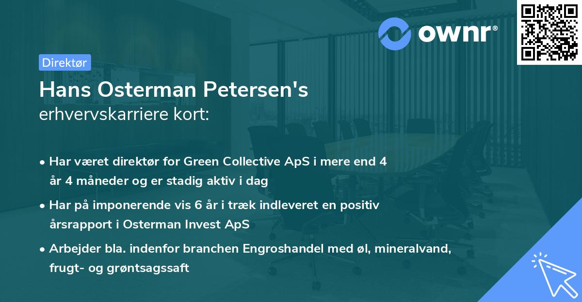 Hans Osterman Petersen's erhvervskarriere kort