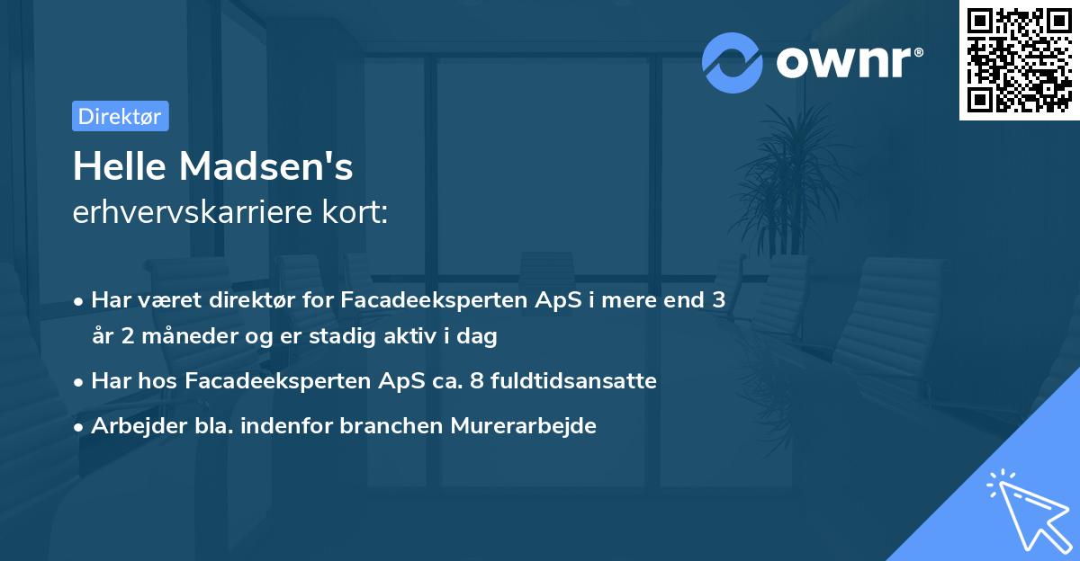 Helle Madsen's erhvervskarriere kort