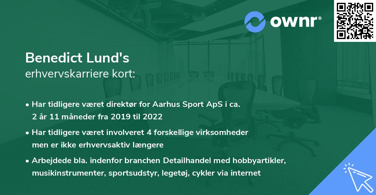 Benedict Lund's erhvervskarriere kort