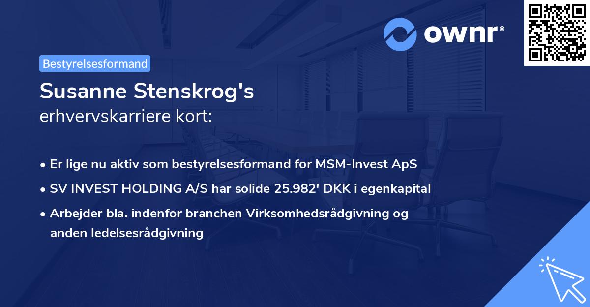 Susanne Stenskrog's erhvervskarriere kort